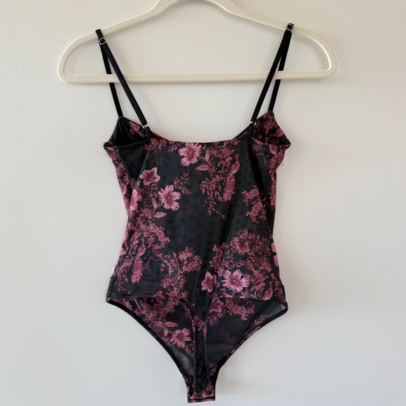 Free People Night Rhythm Floral Mesh Bodysuit Womens XS Black Pink Corset Style - Picture 6 of 11